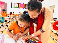 UKG A class making cards for their mothers (mother day activity)